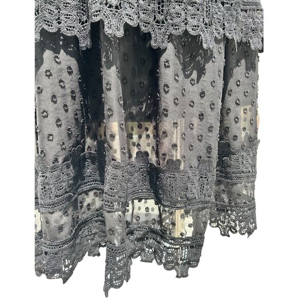 NWOT Black Ivy Lace Trim Plunge Midi Dress size Medium - Picture 8 of 11